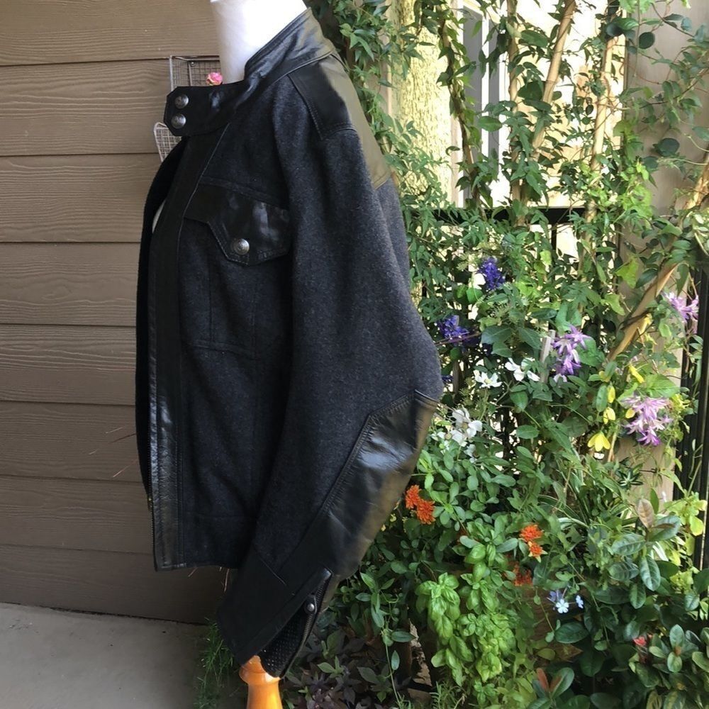 - NWOT Roland Sands Designer Men’s Wool/Leather Biker Jacket - Picture 15 of 16